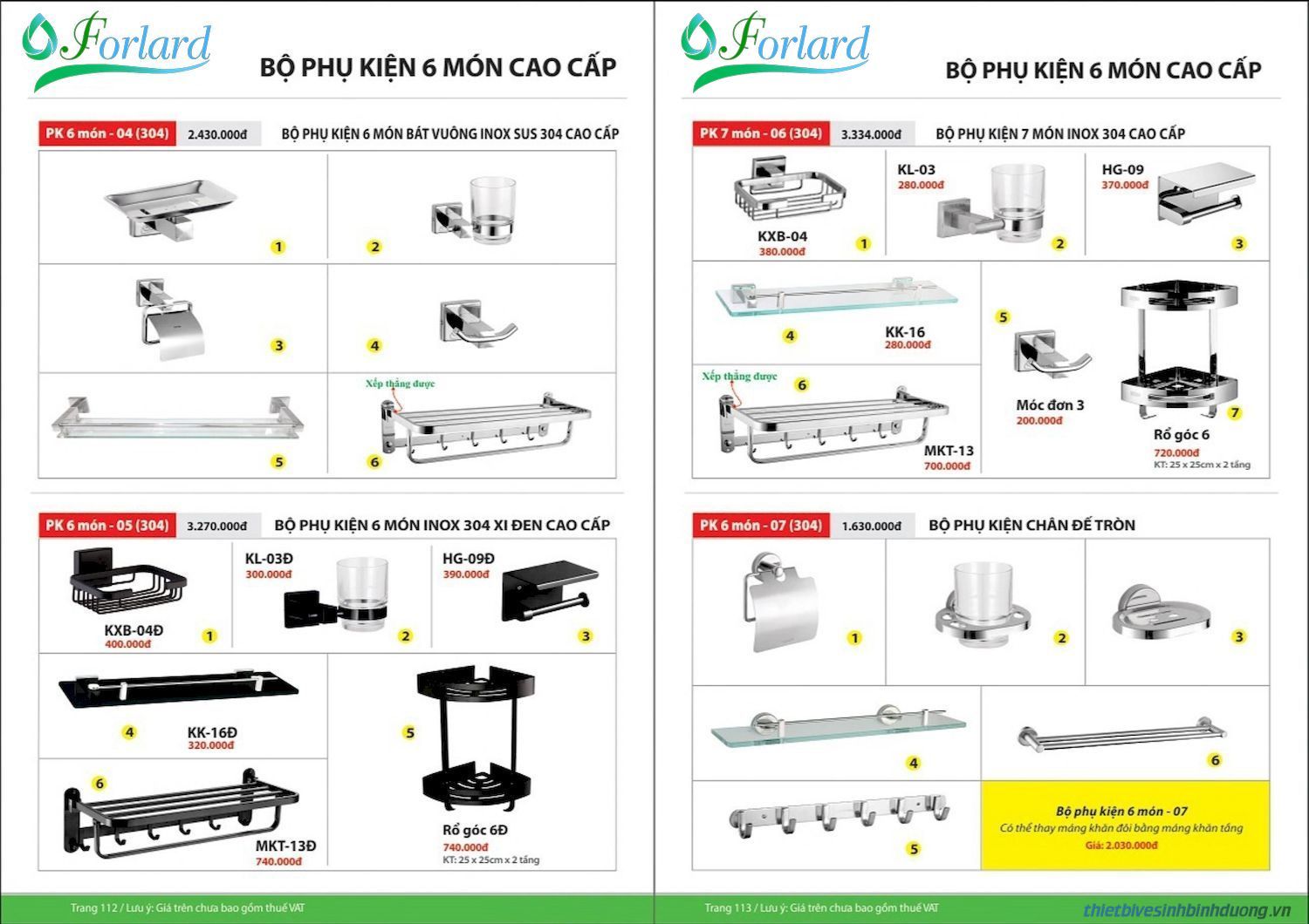 Thiết bị vệ sinh FORLARD Catalogue và Bảng giá mới nhất /Page 56